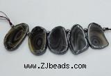 CTD1727 Top drilled 25*35mm - 25*45mm freeform Botswana agate slab beads