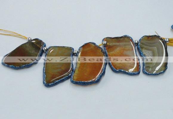 CTD1757 Top drilled 20*40mm - 35*55mm freeform agate slab beads