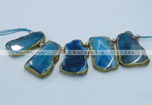 CTD1765 Top drilled 20*40mm - 35*55mm freeform agate slab beads