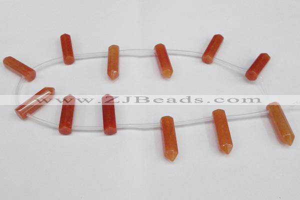 CTD1803 Top drilled 10*30mm - 10*32mm sticks red aventurine beads