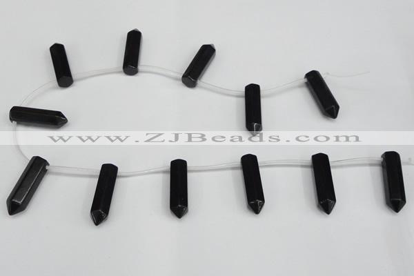 CTD1812 Top drilled 10*30mm - 10*32mm sticks black agate beads