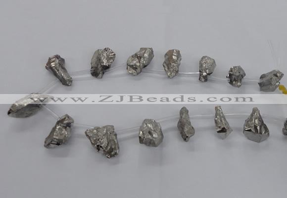 CTD1933 Top drilled 12*20mm - 25*35mm nuggets plated amethyst beads
