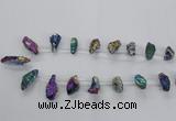 CTD1938 Top drilled 12*20mm - 25*35mm nuggets plated amethyst beads