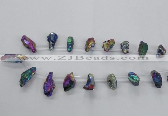 CTD1938 Top drilled 12*20mm - 25*35mm nuggets plated amethyst beads