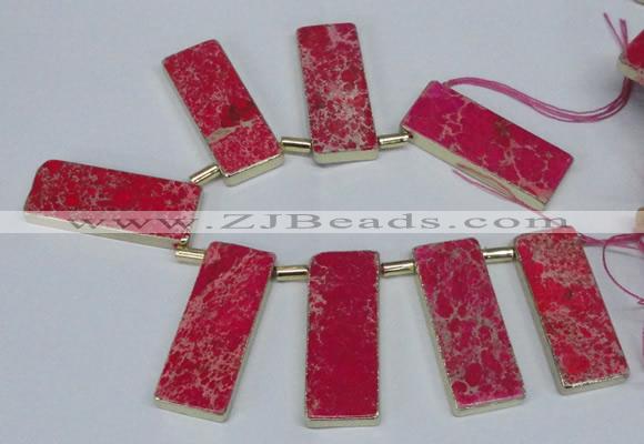 CTD1944 Top drilled 18*45mm - 20*50mm rectangle sea sediment jasper beads