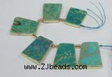 CTD1953 Top drilled 30*40mm - 35*45mm trapezoid sea sediment jasper beads