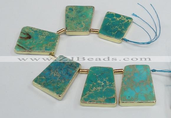 CTD1953 Top drilled 30*40mm - 35*45mm trapezoid sea sediment jasper beads