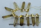 CTD1969 Top drilled 10*50mm - 15*60mm sticks lemon quartz beads