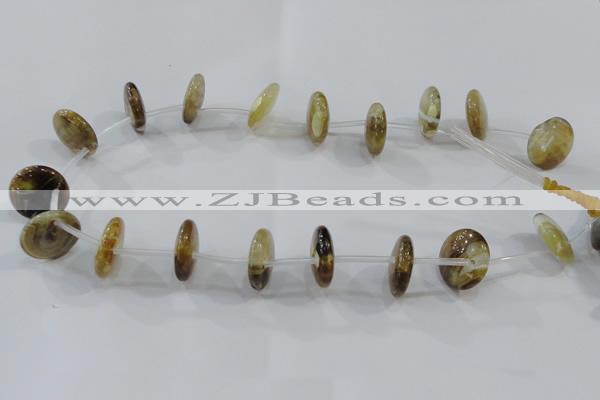 CTD1991 Top drilled 5*20mm flat round agate gemstone beads