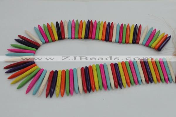 CTD2030 Top drilled 5*40mm - 5*45mm sticks turquoise beads