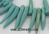 CTD2037 Top drilled 5*15mm - 6*40mm sticks turquoise beads