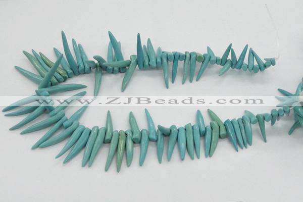 CTD2037 Top drilled 5*15mm - 6*40mm sticks turquoise beads