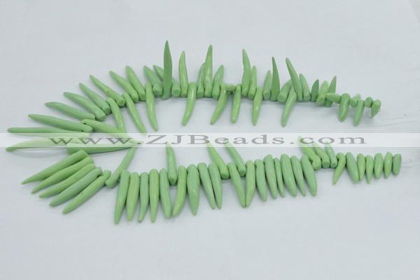 CTD2038 Top drilled 5*15mm - 6*40mm sticks turquoise beads