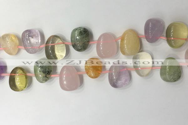 CTD2146 Top drilled 15*25mm - 18*25mm freeform mixed quartz beads