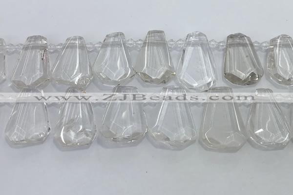 CTD2265 Top drilled 16*28mm - 20*30mm faceted freeform white crystal beads