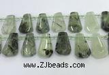 CTD2273 16*28mm - 20*30mm faceted freeform green rutilated quartz beads