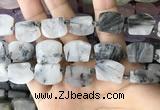 CTD2284 Top drilled 15*20mm - 17*23mm freeform black rutilated quartz beads