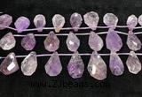 CTD2302 Top drilled 16*22mm - 25*35mm faceted nuggets amethyst beads