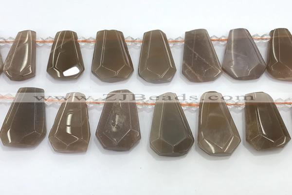 CTD2335 Top drilled 16*18mm - 20*30mm faceted freeform moonstone beads