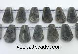 CTD2352 Top drilled 16*18mm - 20*30mm freeform moss quartz beads