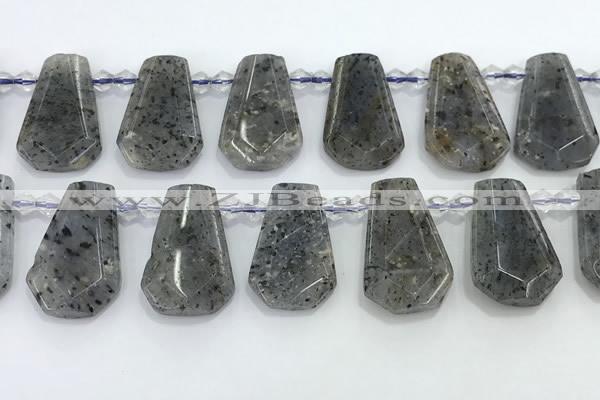 CTD2352 Top drilled 16*18mm - 20*30mm freeform moss quartz beads