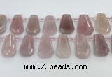 CTD2357 Top drilled 16*18mm - 20*30mm freeform Madagascar rose quartz beads