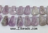 CTD2369 Top drilled 16*18mm - 20*30mm faceted freeform kunzite beads