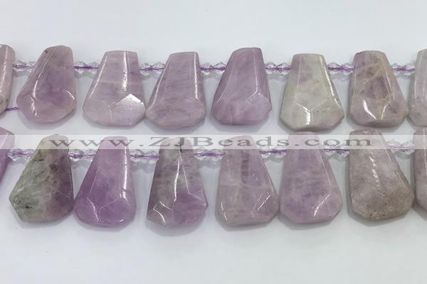 CTD2369 Top drilled 16*18mm - 20*30mm faceted freeform kunzite beads