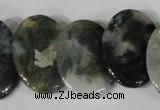 CTD24 Top drilled 20*30mm oval moss agate beads wholesale