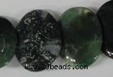 CTD25 Top drilled 20*30mm oval moss agate beads wholesale