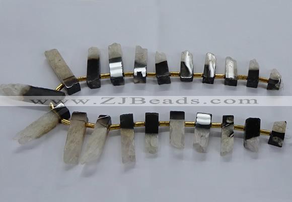 CTD2525 Top drilled 8*25mm - 11*50mm sticks druzy agate beads