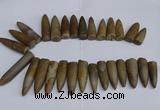 CTD2562 Top drilled 12*35mm - 15*55mm bullet agate fossil beads