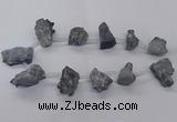 CTD2616 Top drilled 15*25mm - 25*35mm nuggets plated druzy quartz beads