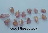 CTD2622 Top drilled 10*25mm - 20*45mm nuggets plated druzy quartz beads