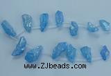 CTD2627 Top drilled 10*25mm - 20*45mm nuggets plated druzy quartz beads