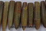CTD2676 Top drilled 8*30mm - 12*50mm bullet agate fossil beads