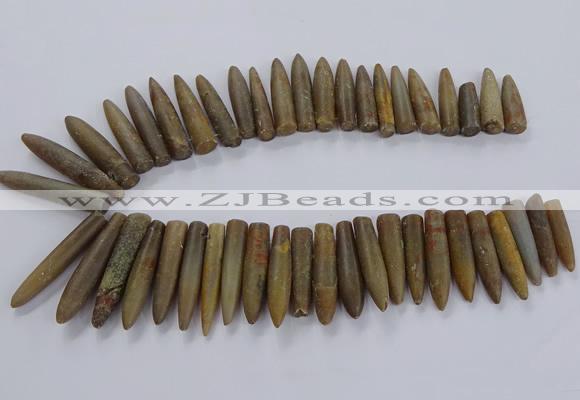 CTD2676 Top drilled 8*30mm - 12*50mm bullet agate fossil beads