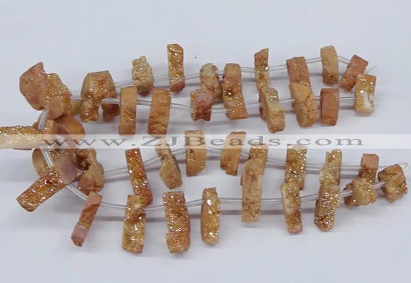 CTD2844 Top drilled 15*20mm - 18*40mm freeform plated druzy agate beads