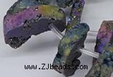 CTD2846 Top drilled 15*20mm - 18*40mm freeform plated druzy agate beads