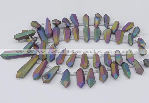 CTD2855 Top drilled 10*20mm - 15*50mm sticks plated quartz beads