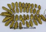 CTD2863 Top drilled 15*20mm - 22*50mm sticks plated quartz beads