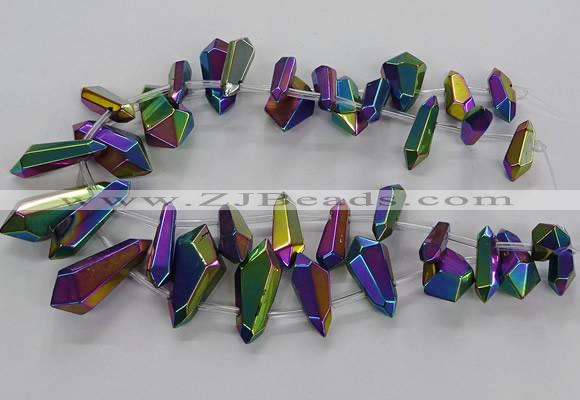 CTD2876 Top drilled 10*20mm - 15*50mm sticks plated quartz beads
