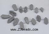 CTD2901 Top drilled 15*25mm - 25*55mm freeform plated druzy agate beads