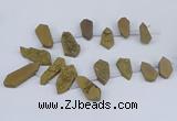 CTD2902 Top drilled 15*25mm - 25*55mm freeform plated druzy agate beads