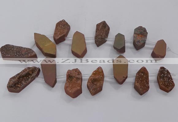 CTD2903 Top drilled 15*25mm - 25*55mm freeform plated druzy agate beads
