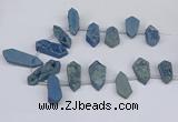 CTD2904 Top drilled 15*25mm - 25*55mm freeform plated druzy agate beads