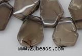 CTD301 Top drilled 15*20mm - 20*25mm freeform smoky quartz beads