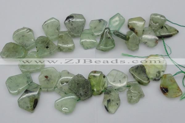 CTD305 Top drilled 15*20mm - 20*25mm freeform green rutilated quartz beads