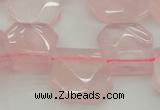 CTD314 Top drilled 15*18mm - 18*20mm faceted freeform rose quartz beads