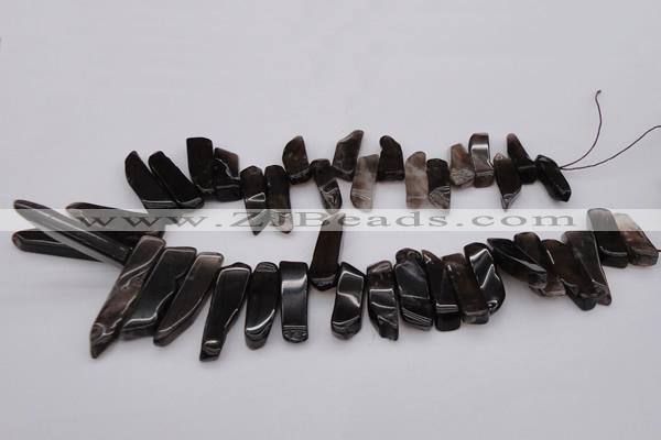 CTD350 Top drilled 10*28mm - 10*50mm wand smoky quartz beads